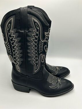 Rodeo Ropers Daisy Embroidered Cowboy Boots Cowgirl Size 7.5 M Black